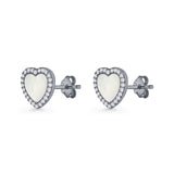 Minimalist 9.5mm Heart Promise Stud Earring Pearl & Cubic Zirconia 925 Sterling Silver