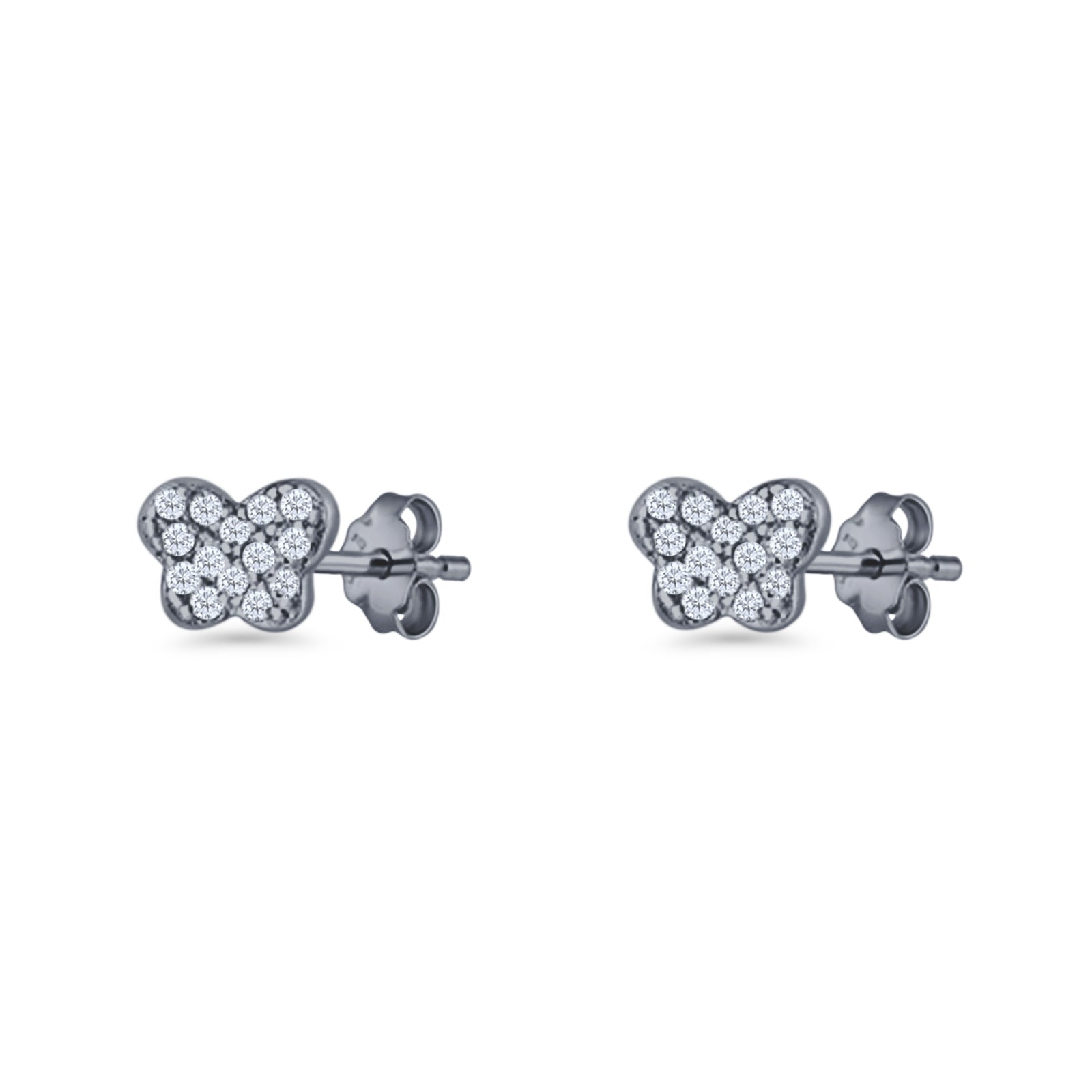 Butterfly Stud Earring 5mm Cluster Cubic Zirconia 925 Sterling Silver