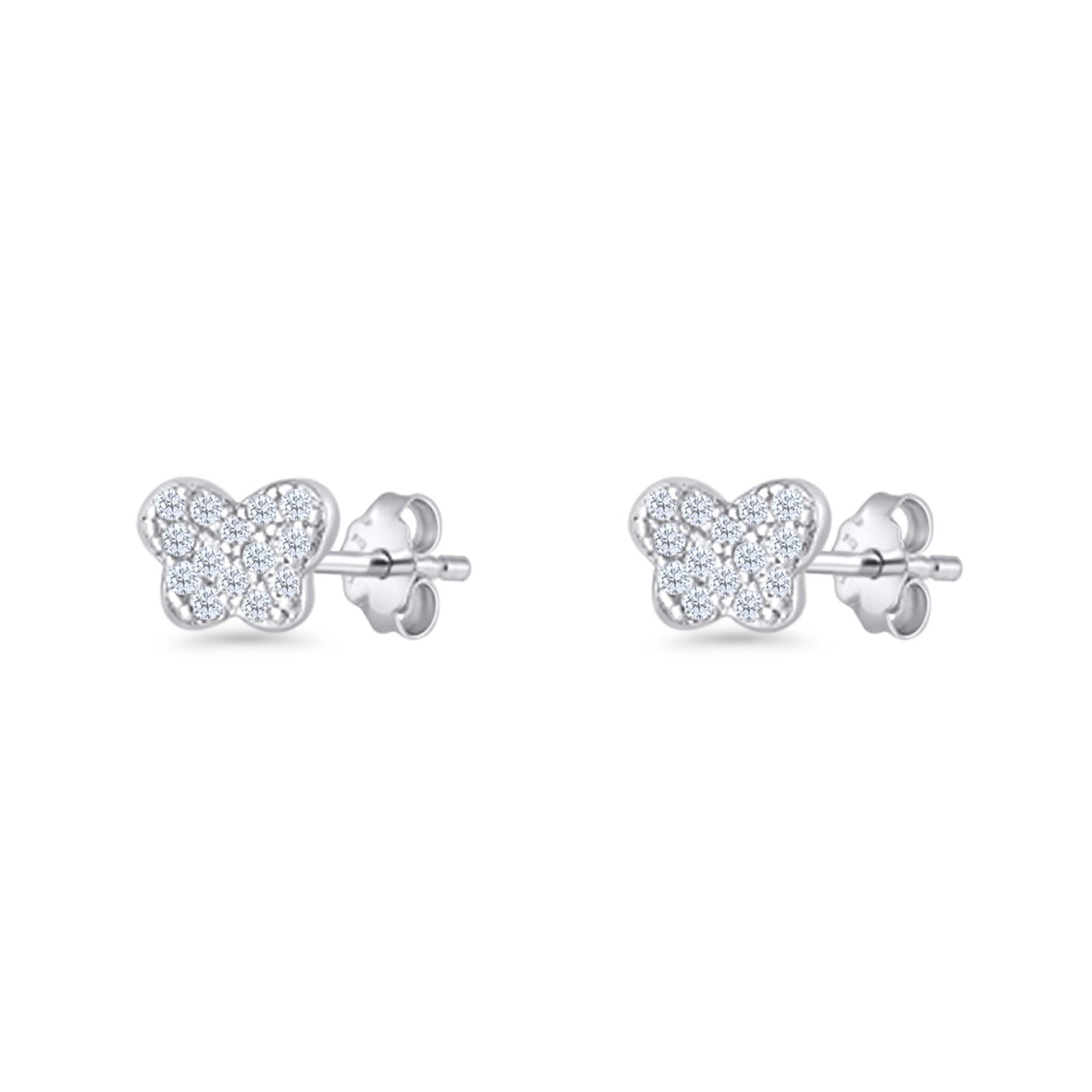 Butterfly Stud Earring 5mm Cluster Cubic Zirconia 925 Sterling Silver