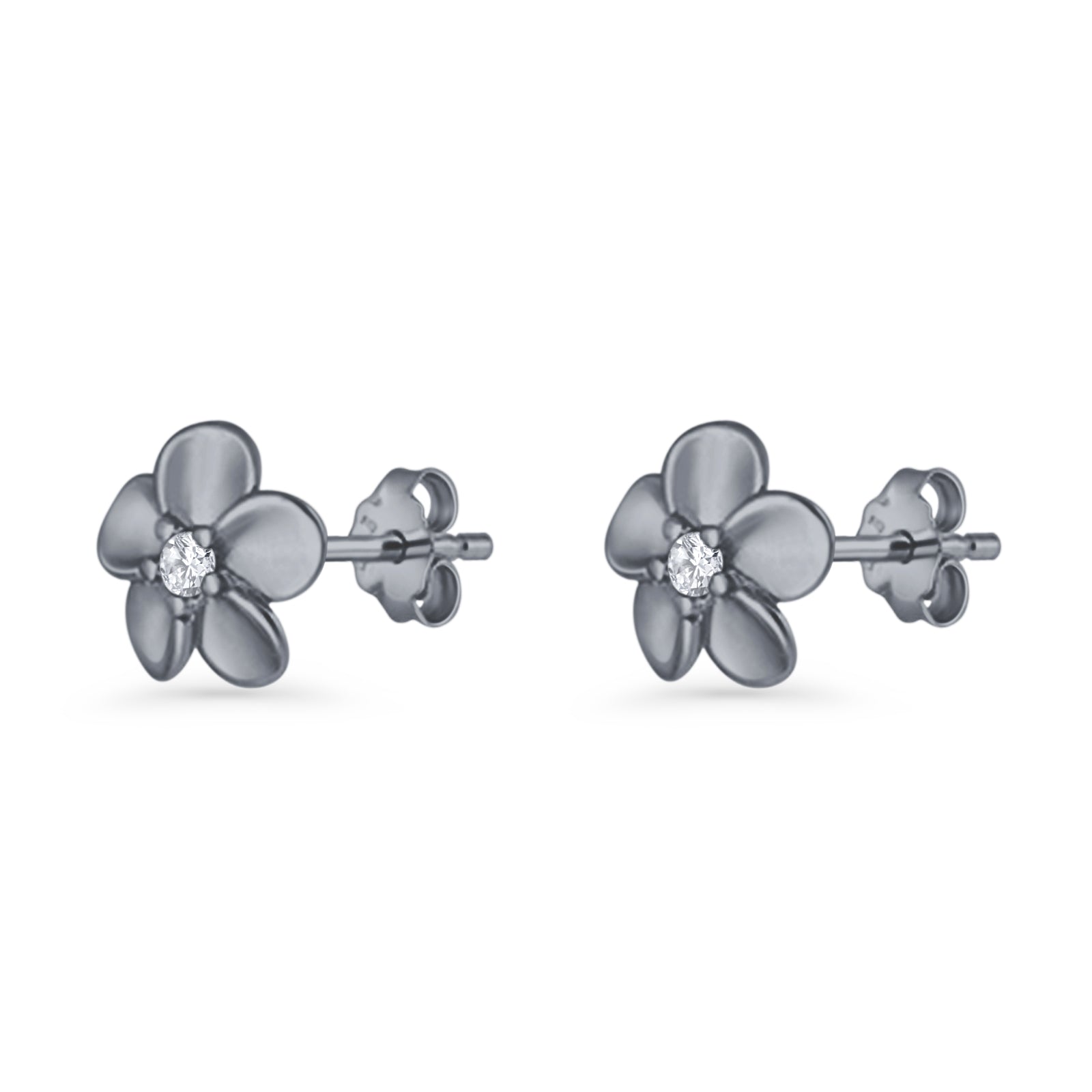 Flower Stud Earrings Cubic Zirconia 7.9mm 925 Sterling Silver