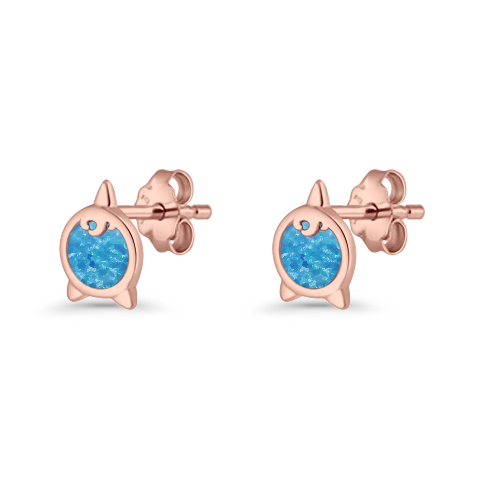 Round 9.6mm Lab Created Opal Unicorn Stud Earring 925 Sterling Silver