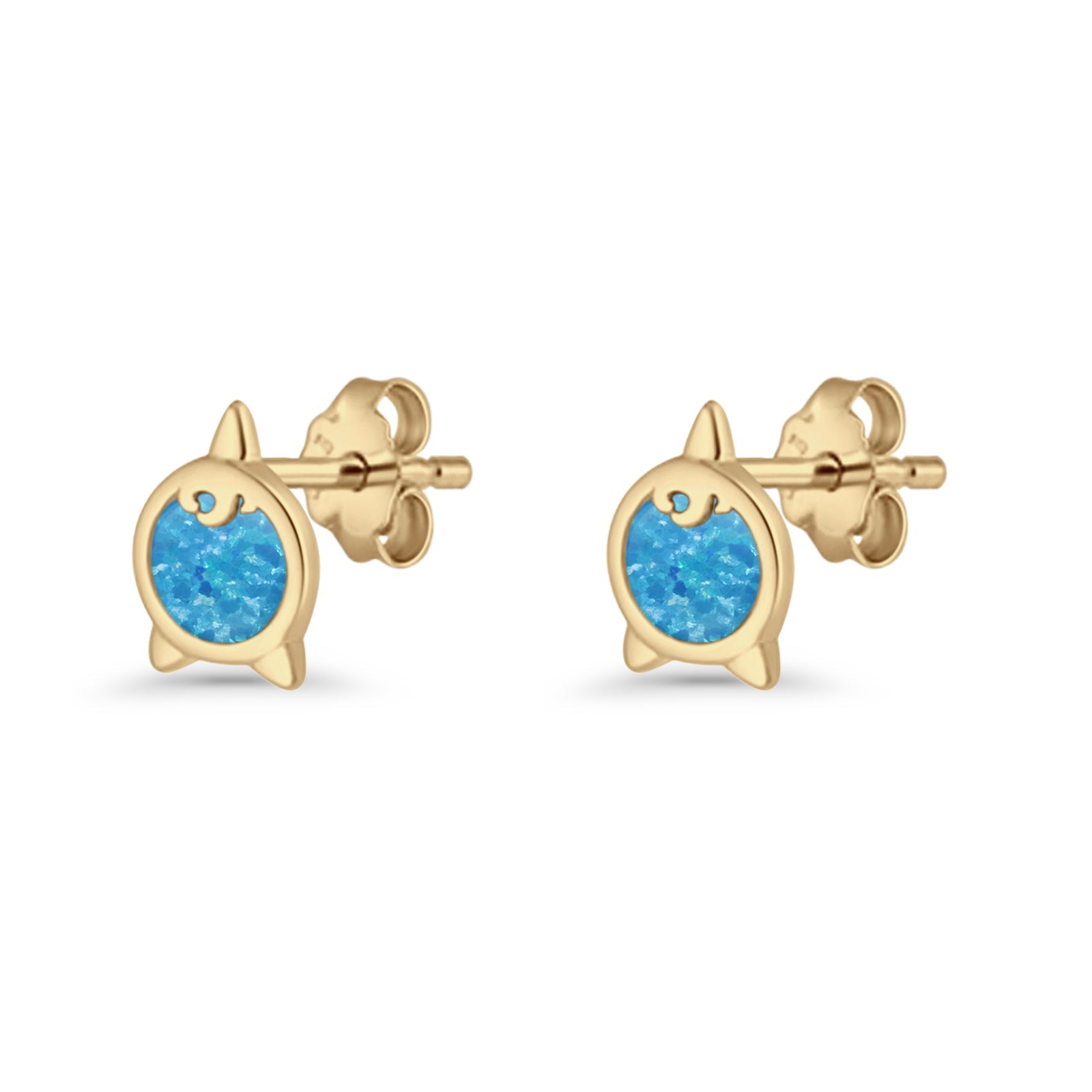 Round 9.6mm Lab Created Opal Unicorn Stud Earring 925 Sterling Silver