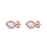 Eyelashes Eye Stud Earring 4.8mm Lab Created Opal Oxidized 925 Sterling Silver
