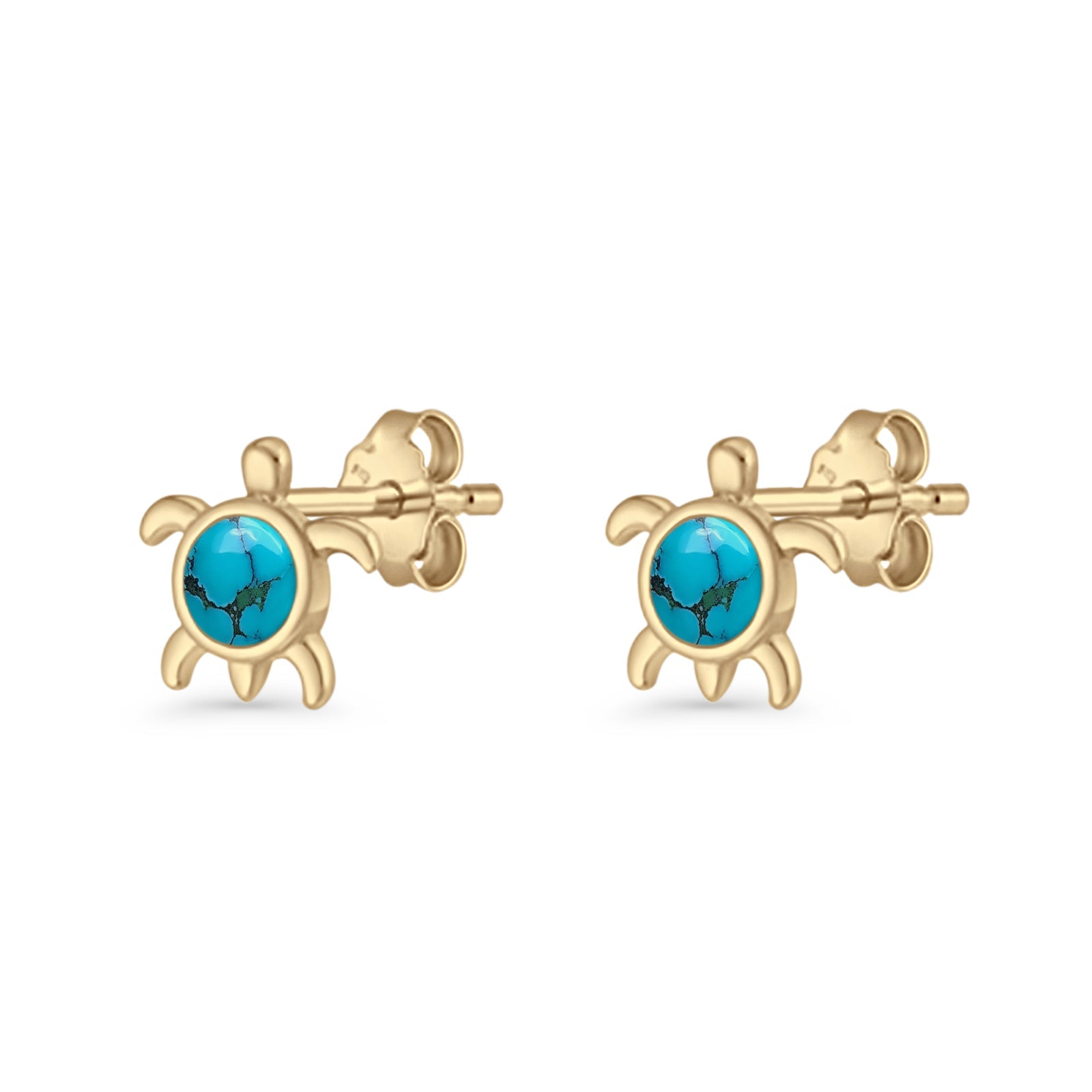 Round 8.5mm Lab Created Opal Turtle Stud Earring 925 Sterling Silver