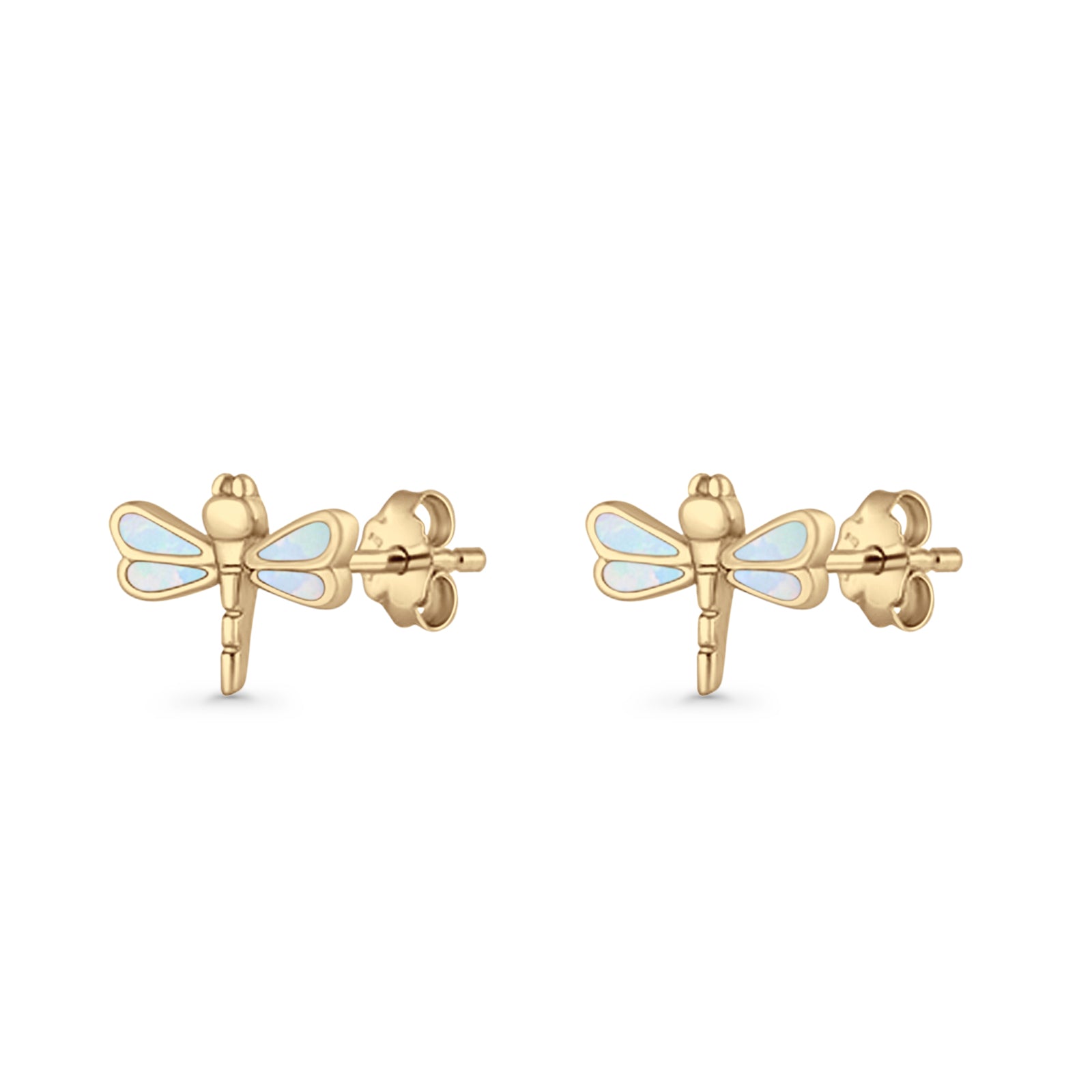 Dragonfly Stud Earring 8.8mm Lab Created Opal 925 Sterling Silver