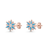 Flower Stud Earring 11mm Floral Lab Created Opal 925 Sterling Silver