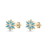 Flower Stud Earring 11mm Floral Lab Created Opal 925 Sterling Silver