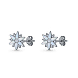 Flower Stud Earring 11mm Floral Lab Created Opal 925 Sterling Silver