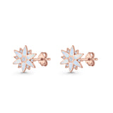 Flower Stud Earring 11mm Floral Lab Created Opal 925 Sterling Silver
