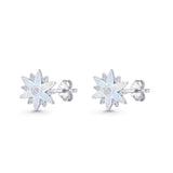 Flower Stud Earring 11mm Floral Lab Created Opal 925 Sterling Silver