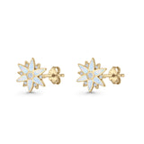 Flower Stud Earring 11mm Floral Lab Created Opal 925 Sterling Silver