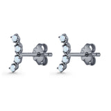 Round 11.6mm Lab Created Opal Climber Stud Earring 925 Sterling Silver