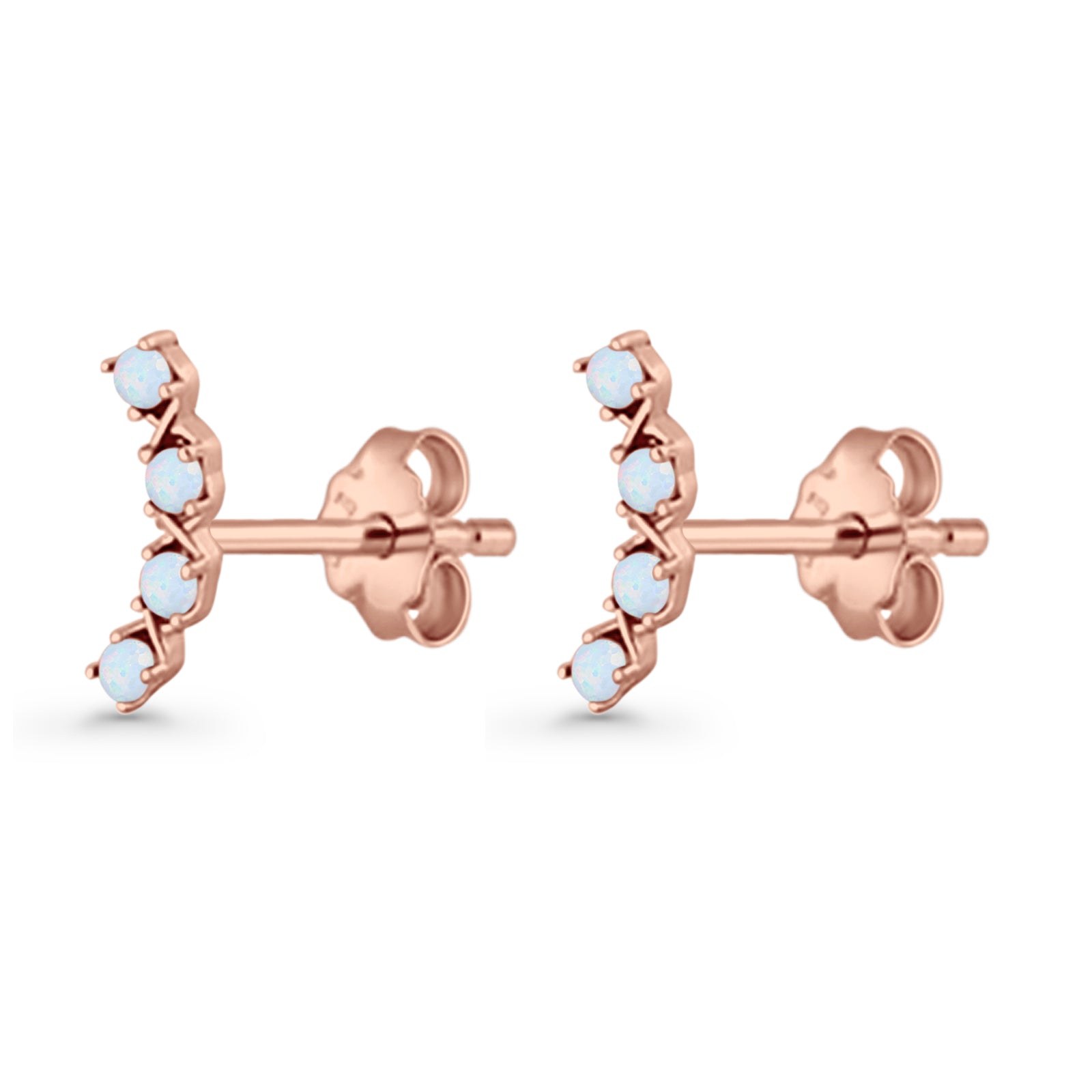 Round 11.6mm Lab Created Opal Climber Stud Earring 925 Sterling Silver