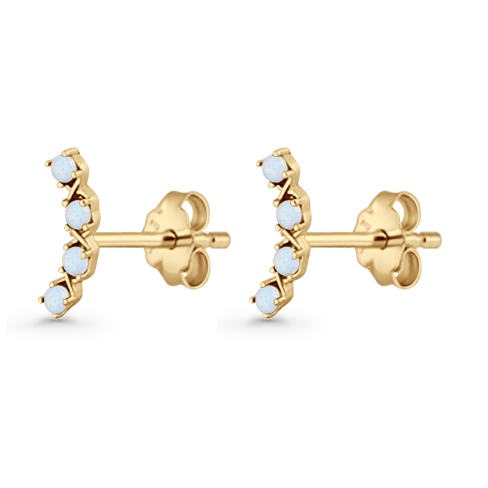 Round 11.6mm Lab Created Opal Climber Stud Earring 925 Sterling Silver