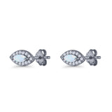 Marquise Halo Evil Eye Stud Earring Lab Created Opal 925 Sterling Silver