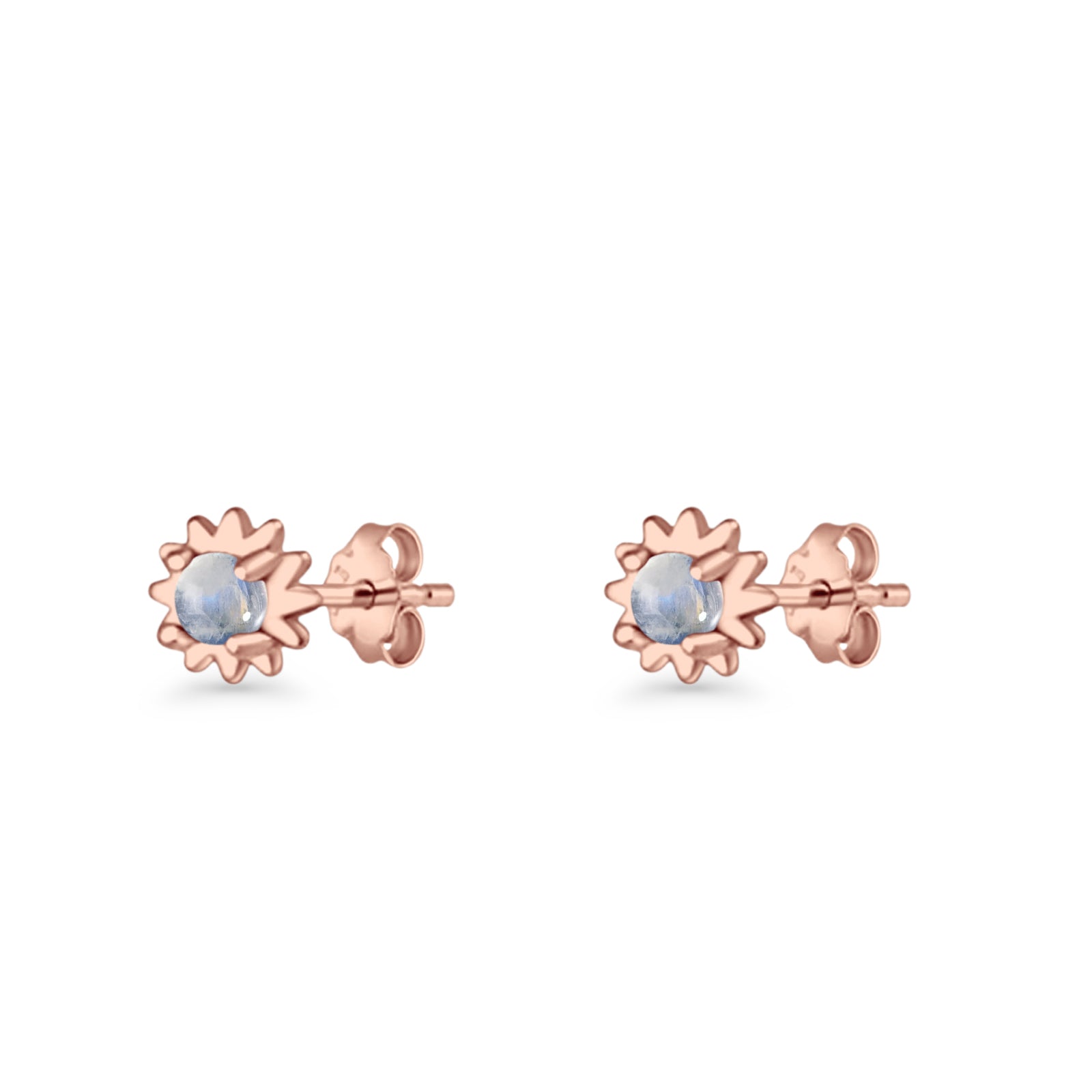 Round 3.9mm Lab Created Opal Flower Stud Earring 925 Sterling Silver