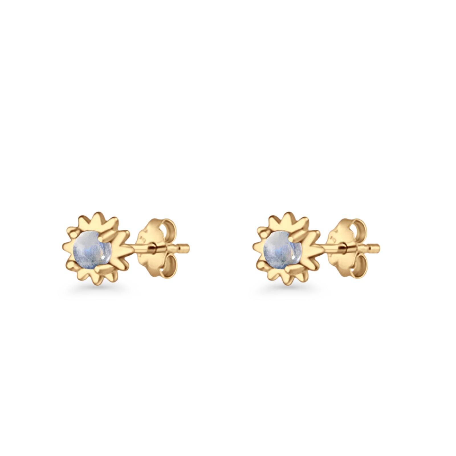 Round 3.9mm Lab Created Opal Flower Stud Earring 925 Sterling Silver