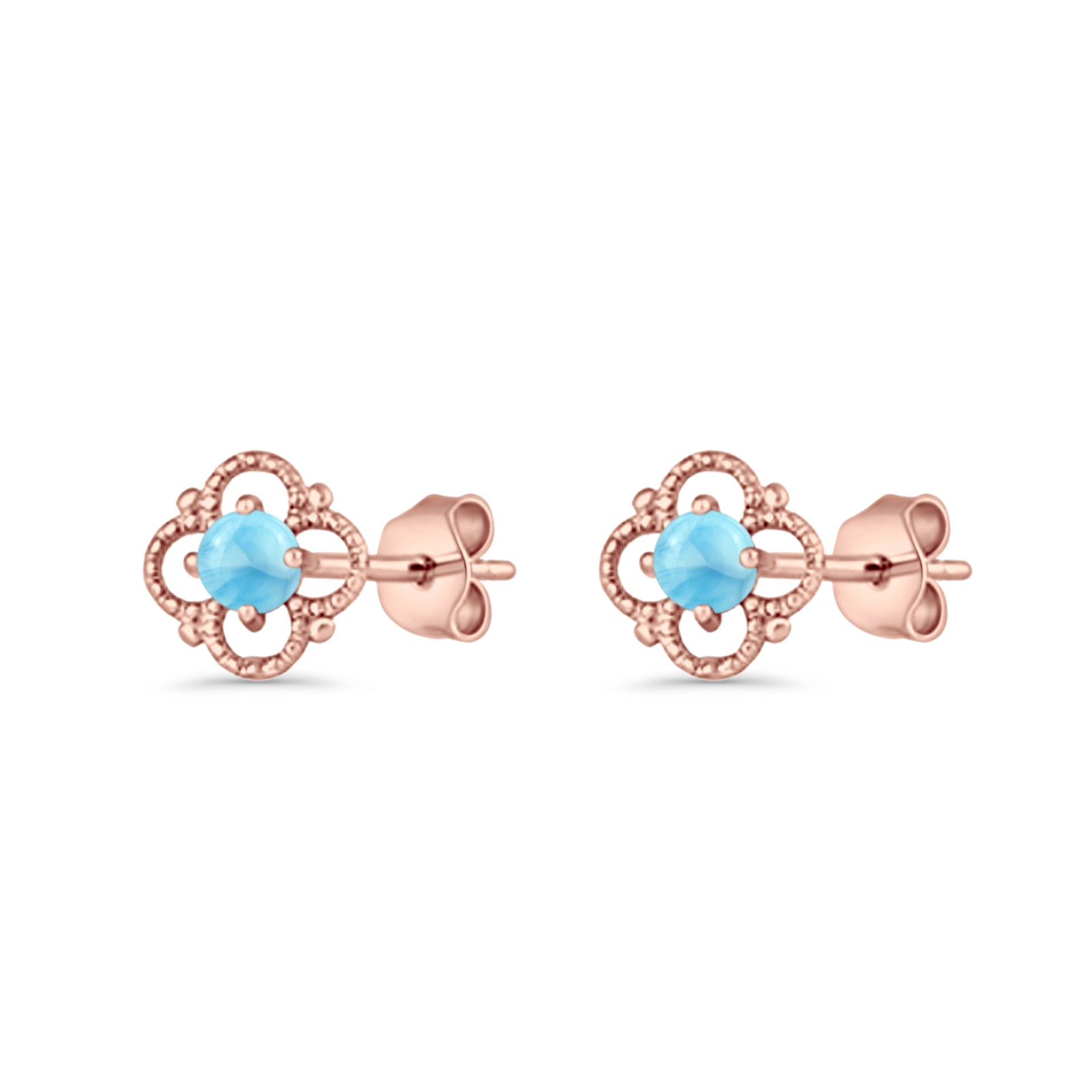 Round 6.5mm Lab Created Opal Four Leaf Clover Stud Earring 925 Sterling Silver