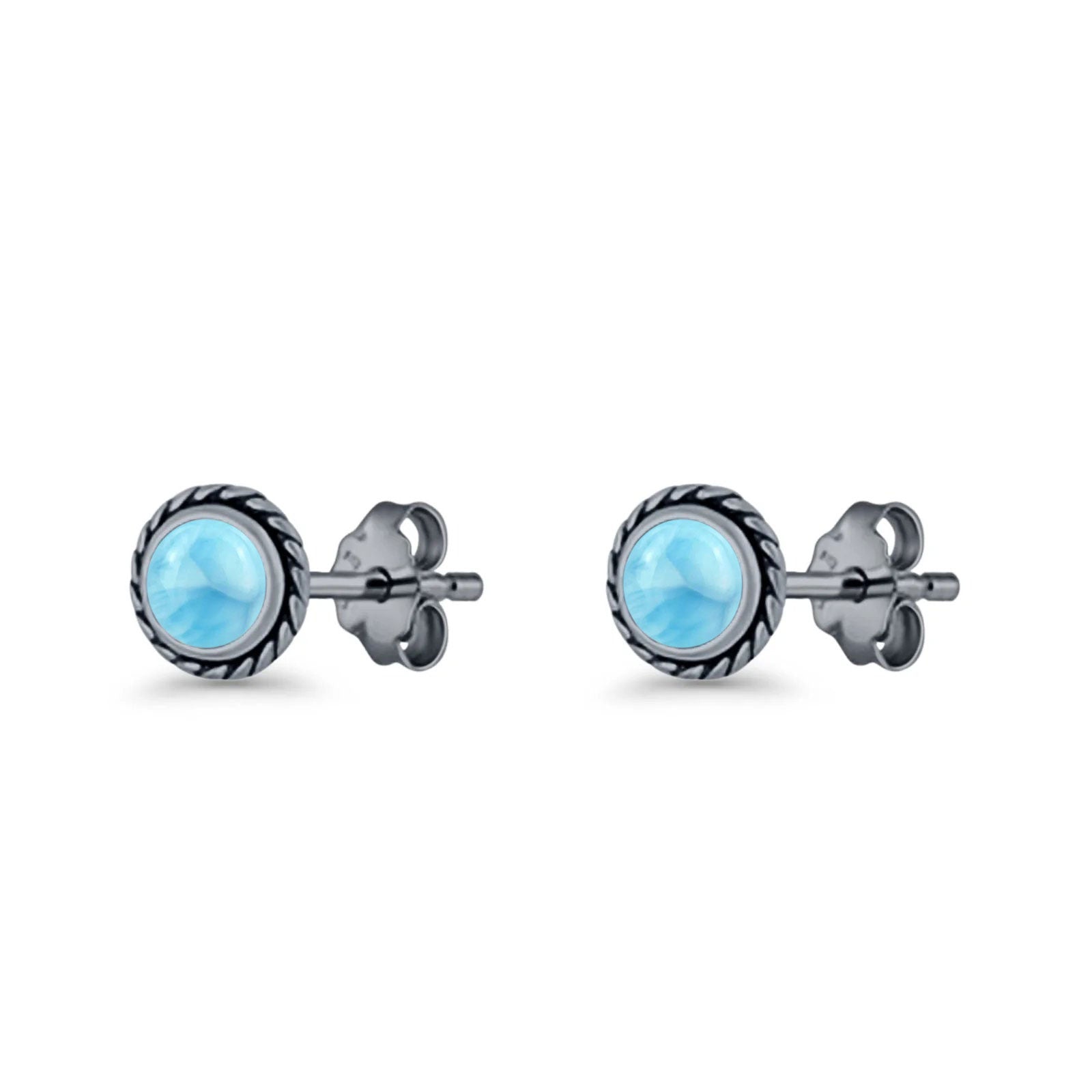Round Twisted Rope Stud Earring Lab Created Opal 925 Sterling Silver