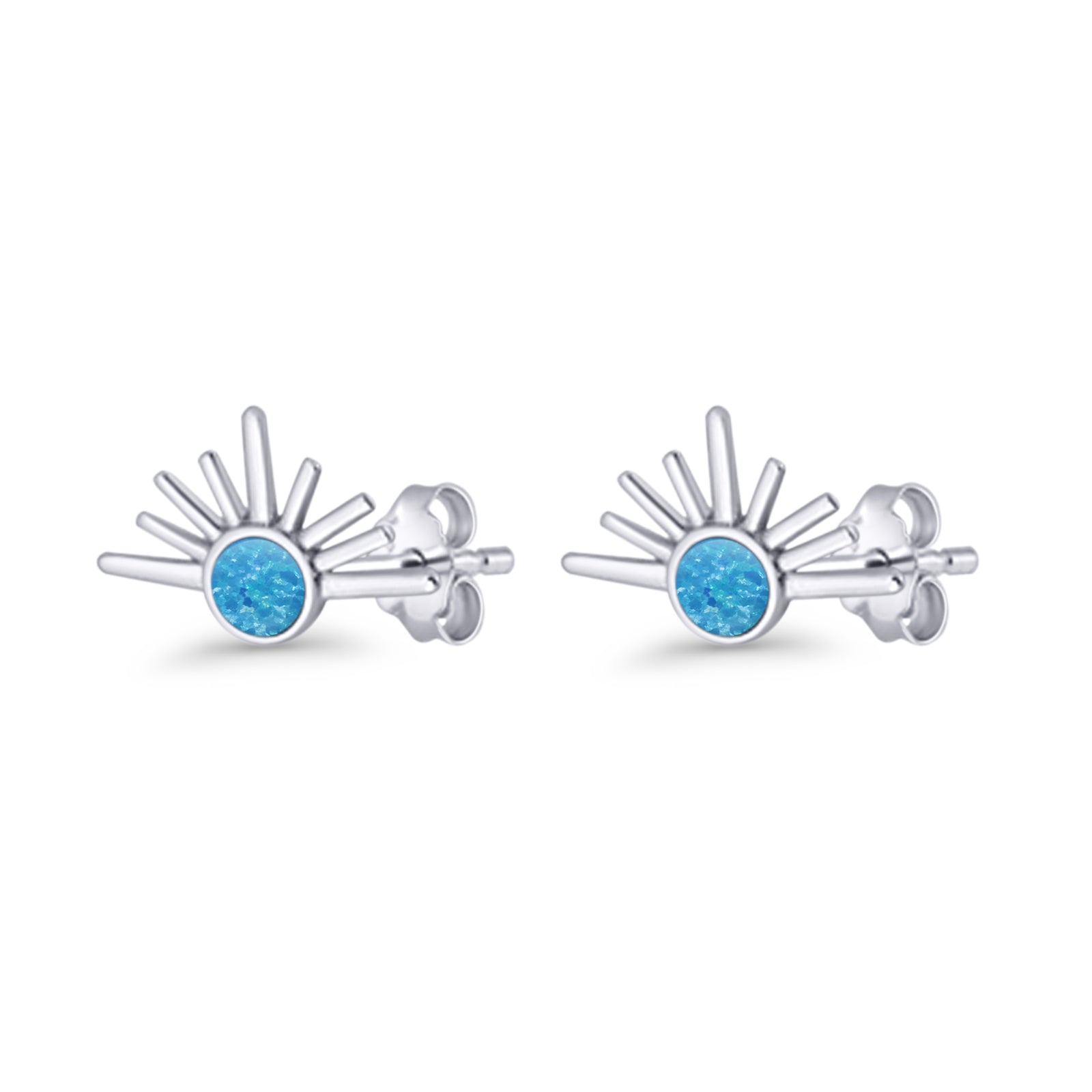Round 7.5mm Sunset Stud Earring Lab Created Opal 925 Sterling Silver