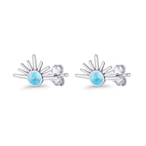 Round 7.5mm Sunset Stud Earring Lab Created Opal 925 Sterling Silver
