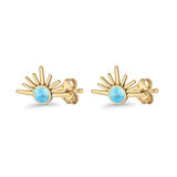 Round 7.5mm Sunset Stud Earring Lab Created Opal 925 Sterling Silver