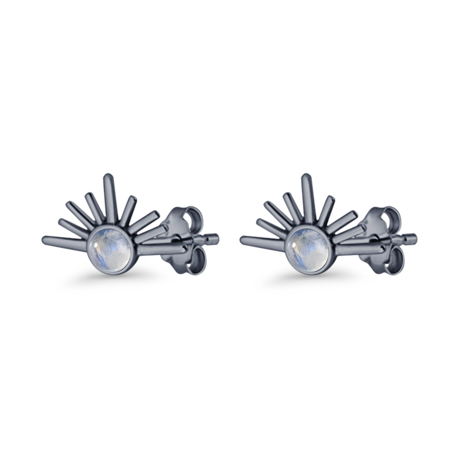 Round 7.5mm Sunset Stud Earring Lab Created Opal 925 Sterling Silver