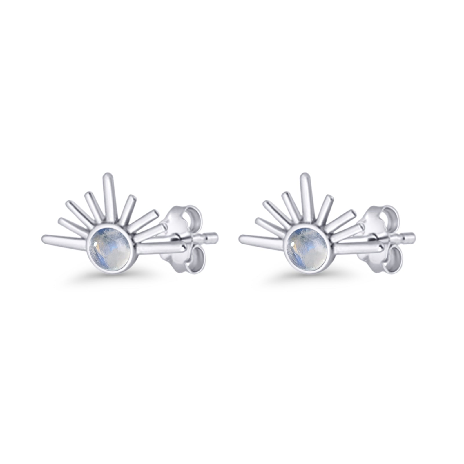 Round 7.5mm Sunset Stud Earring Lab Created Opal 925 Sterling Silver