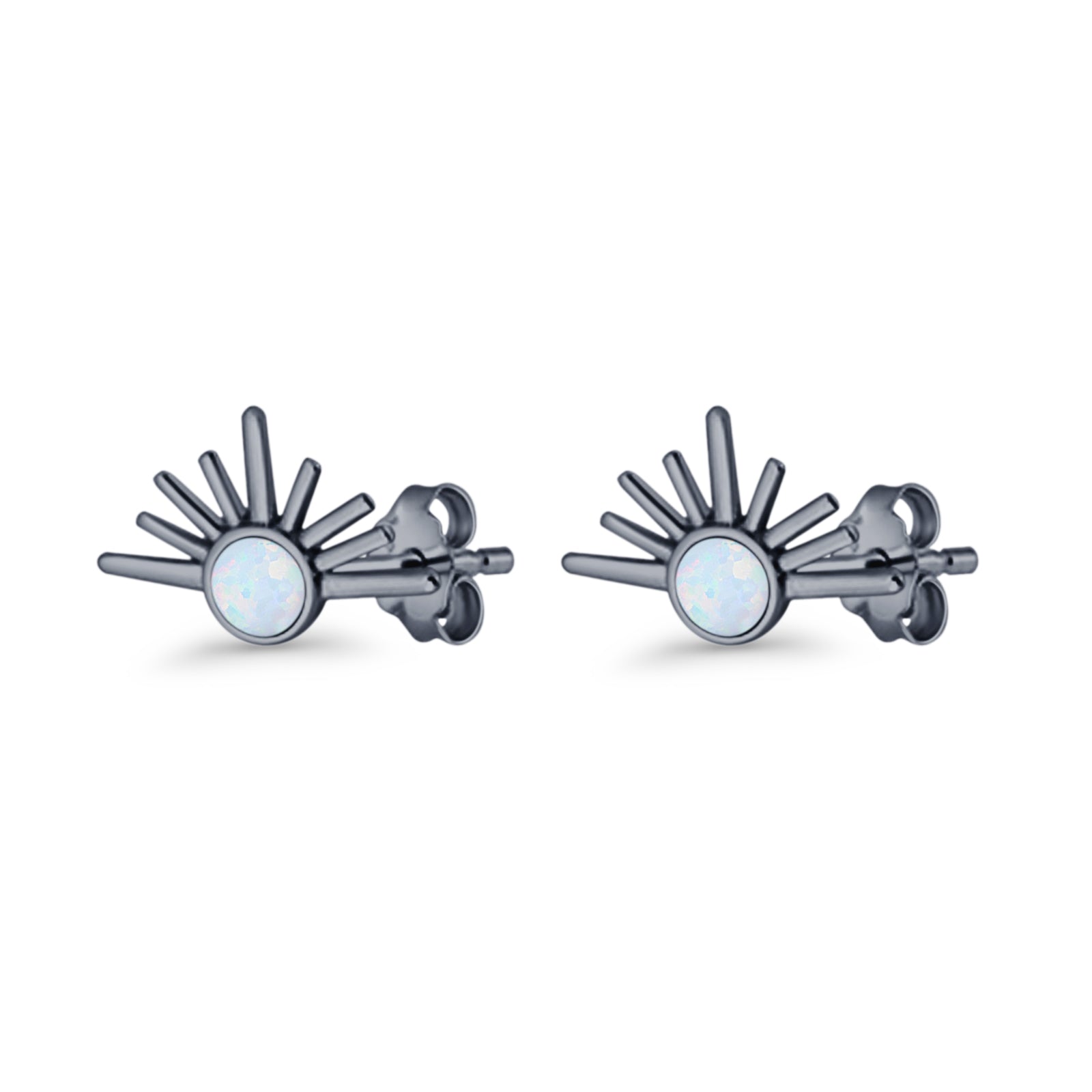 Round 7.5mm Sunset Stud Earring Lab Created Opal 925 Sterling Silver