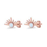 Round 7.5mm Sunset Stud Earring Lab Created Opal 925 Sterling Silver
