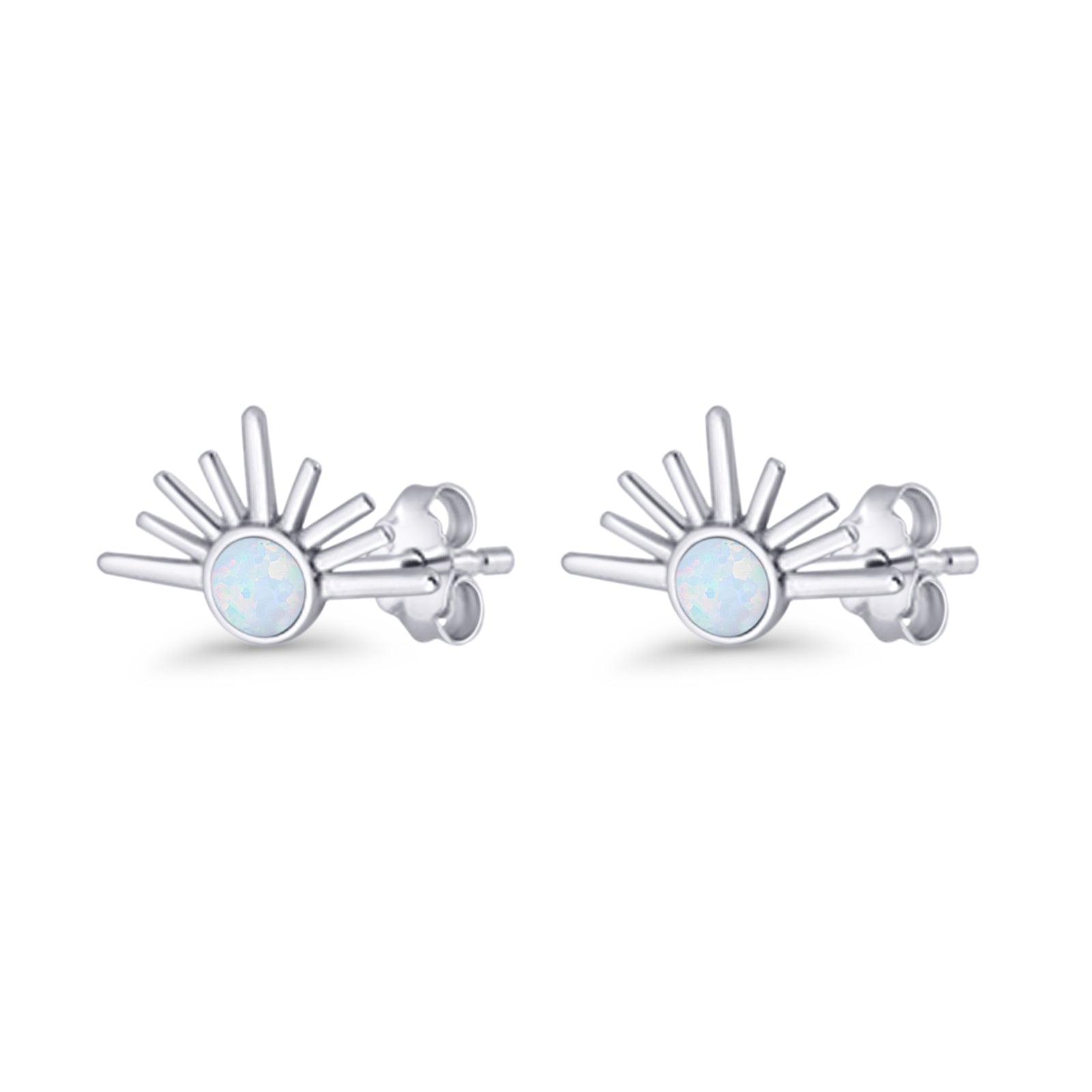 Round 7.5mm Sunset Stud Earring Lab Created Opal 925 Sterling Silver