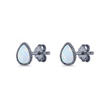 Pear Teardrop Stud Earring 7mm Lab Created Opal 925 Sterling Silver