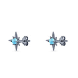 Minimalist 9.6mm Star Stud Earring Lab Created Opal 925 Sterling Silver