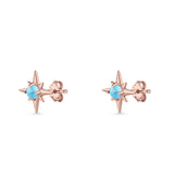 Minimalist 9.6mm Star Stud Earring Lab Created Opal 925 Sterling Silver