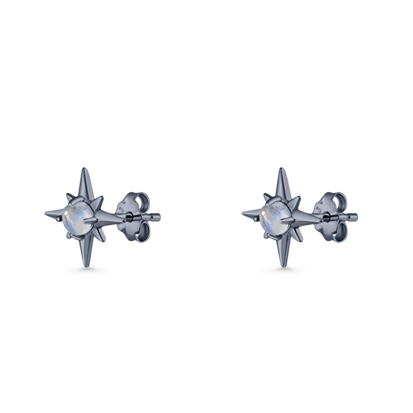 Minimalist 9.6mm Star Stud Earring Lab Created Opal 925 Sterling Silver
