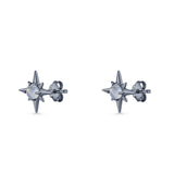 Minimalist 9.6mm Star Stud Earring Lab Created Opal 925 Sterling Silver