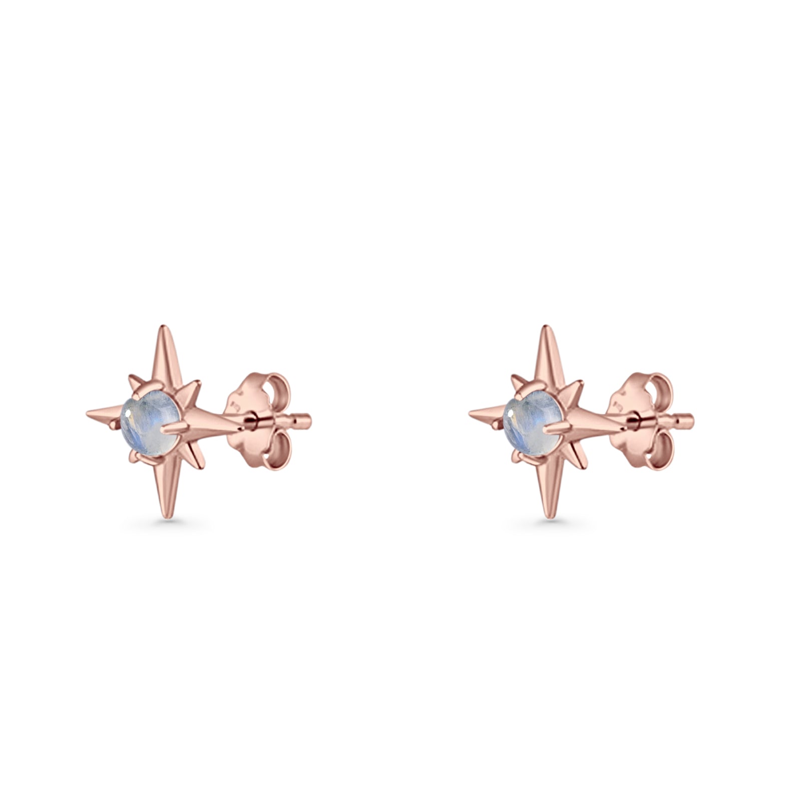 Minimalist 9.6mm Star Stud Earring Lab Created Opal 925 Sterling Silver