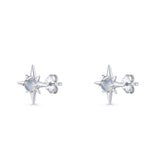 Minimalist 9.6mm Star Stud Earring Lab Created Opal 925 Sterling Silver