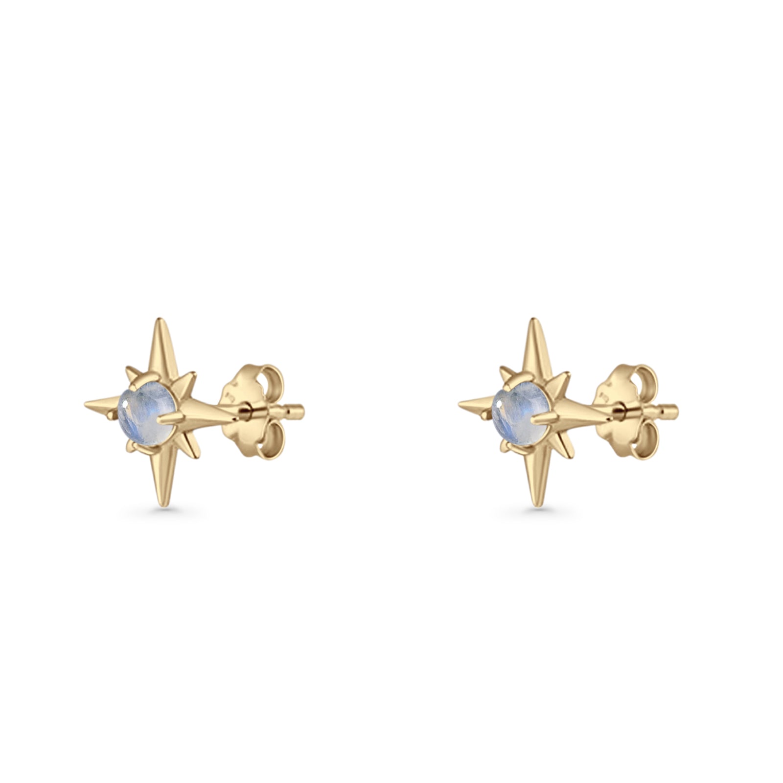 Minimalist 9.6mm Star Stud Earring Lab Created Opal 925 Sterling Silver