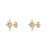 Minimalist 9.6mm Star Stud Earring Lab Created Opal 925 Sterling Silver