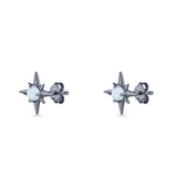 Minimalist 9.6mm Star Stud Earring Lab Created Opal 925 Sterling Silver
