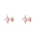 Minimalist 9.6mm Star Stud Earring Lab Created Opal 925 Sterling Silver