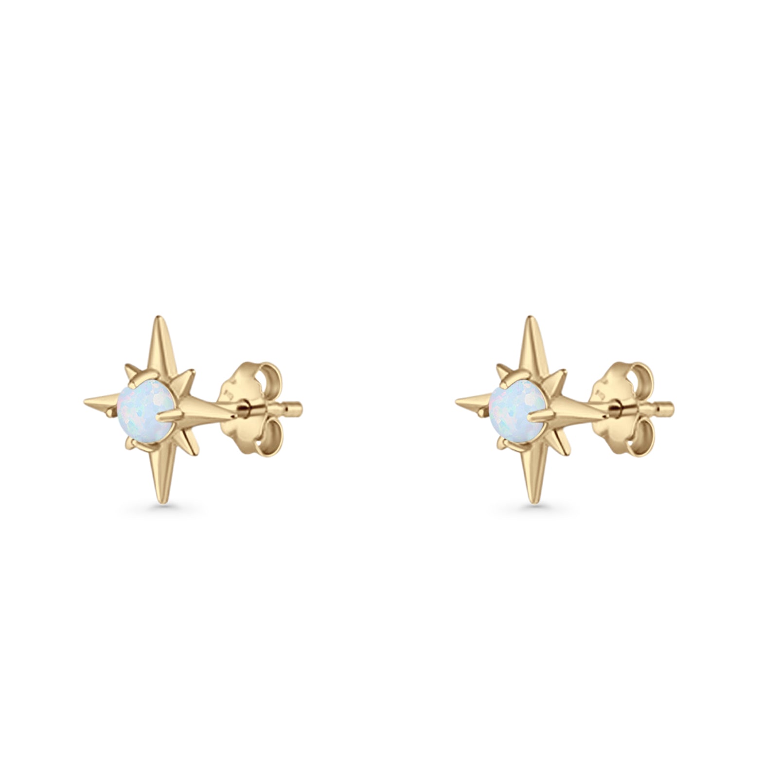 Minimalist 9.6mm Star Stud Earring Lab Created Opal 925 Sterling Silver