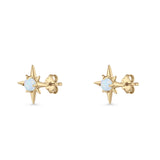 Minimalist 9.6mm Star Stud Earring Lab Created Opal 925 Sterling Silver