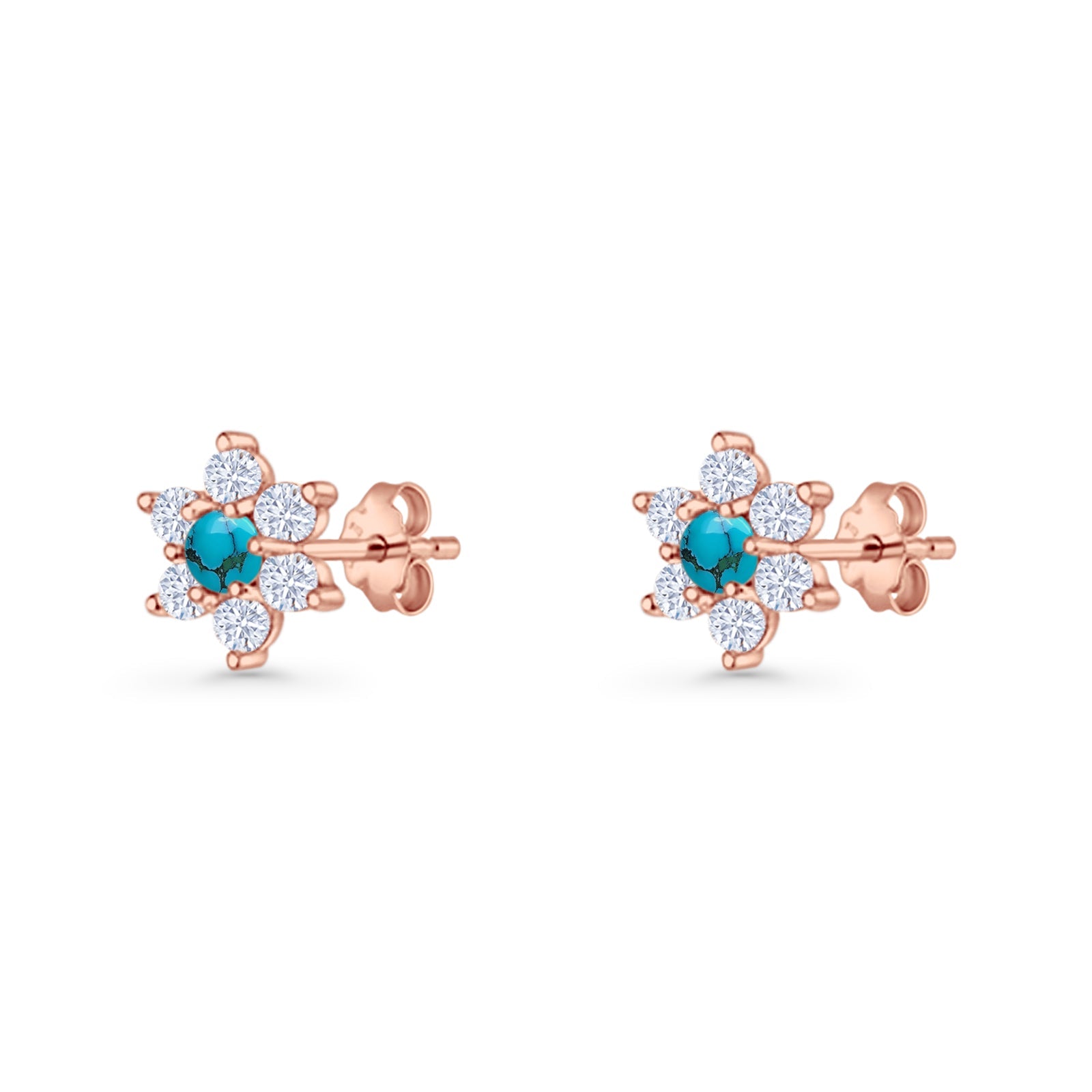 Round 8.7mm Lab Created Opal Floral Stud Earring 925 Sterling Silver