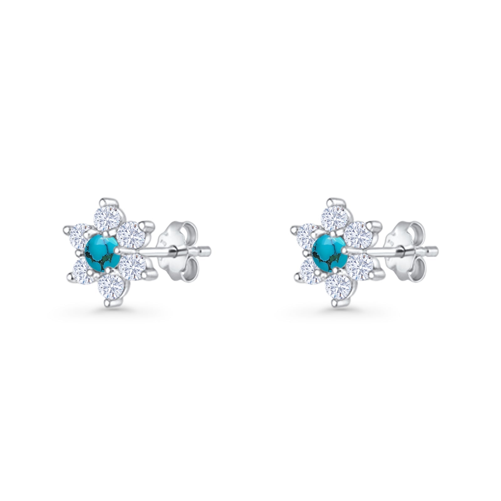 Round 8.7mm Lab Created Opal Floral Stud Earring 925 Sterling Silver