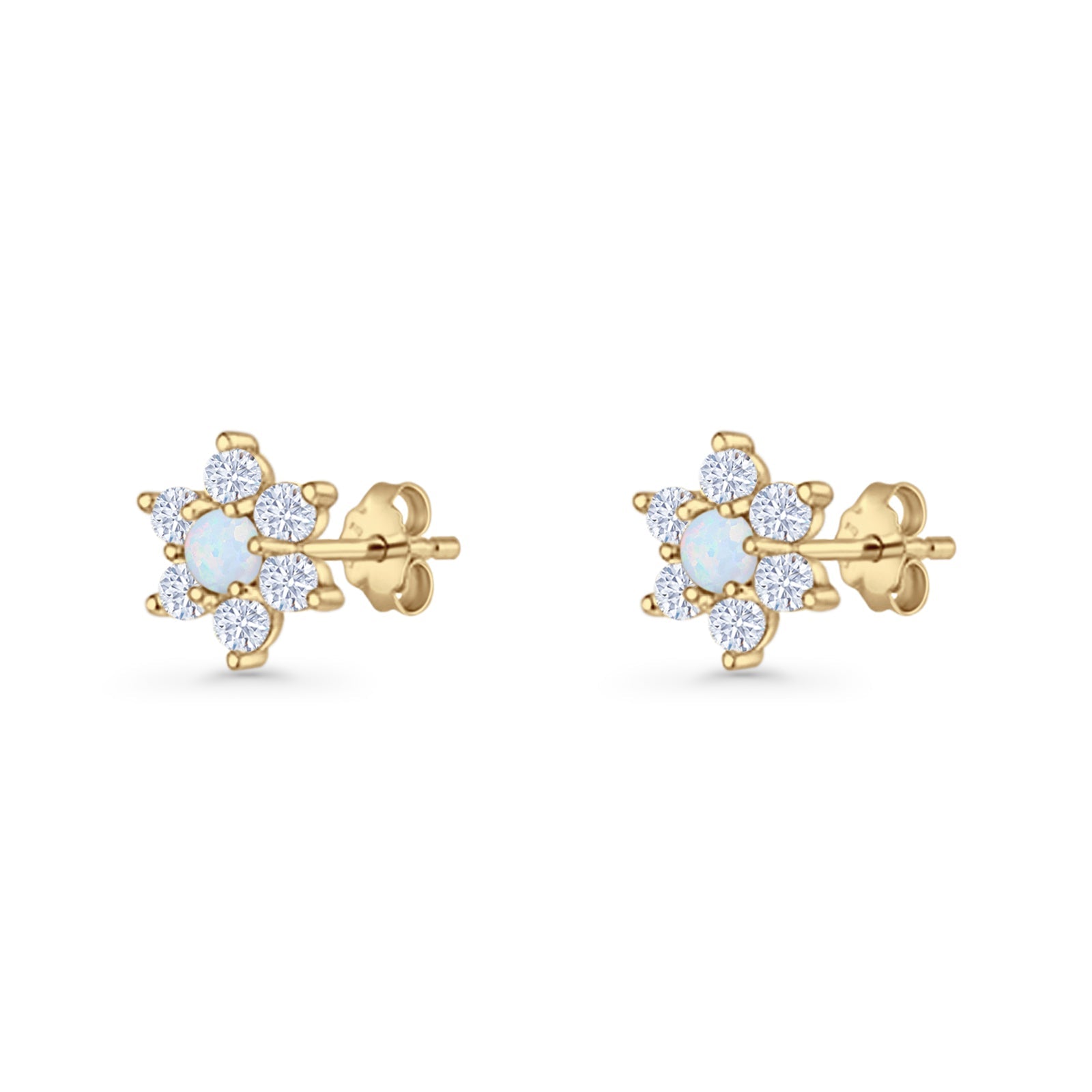 Round 8.7mm Lab Created Opal Floral Stud Earring 925 Sterling Silver