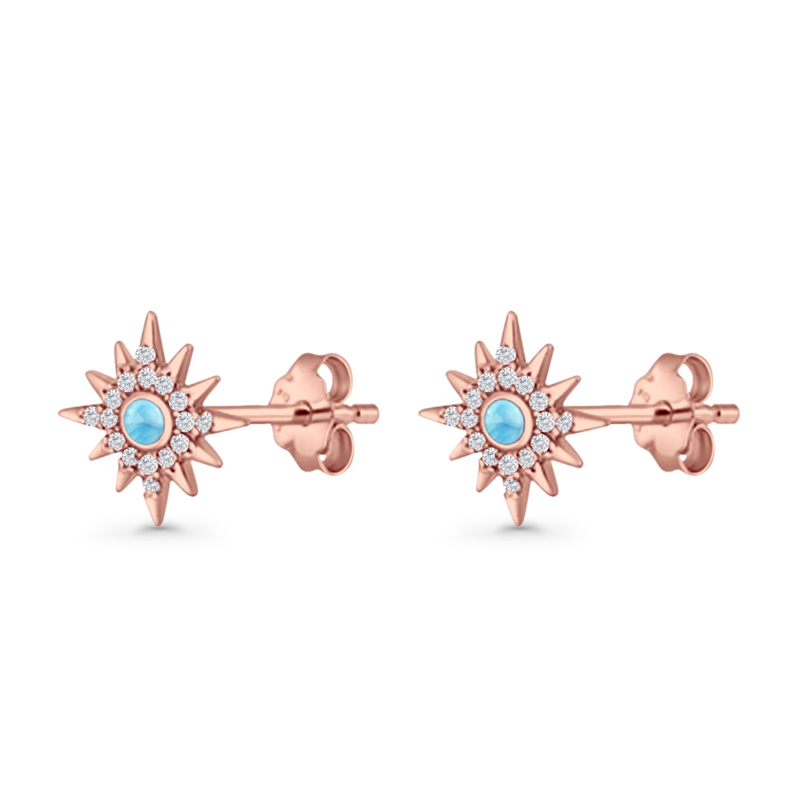 Starburst Stud Earring 10.7mm Lab Created Opal & Cubic Zirconia 925 Sterling Silver