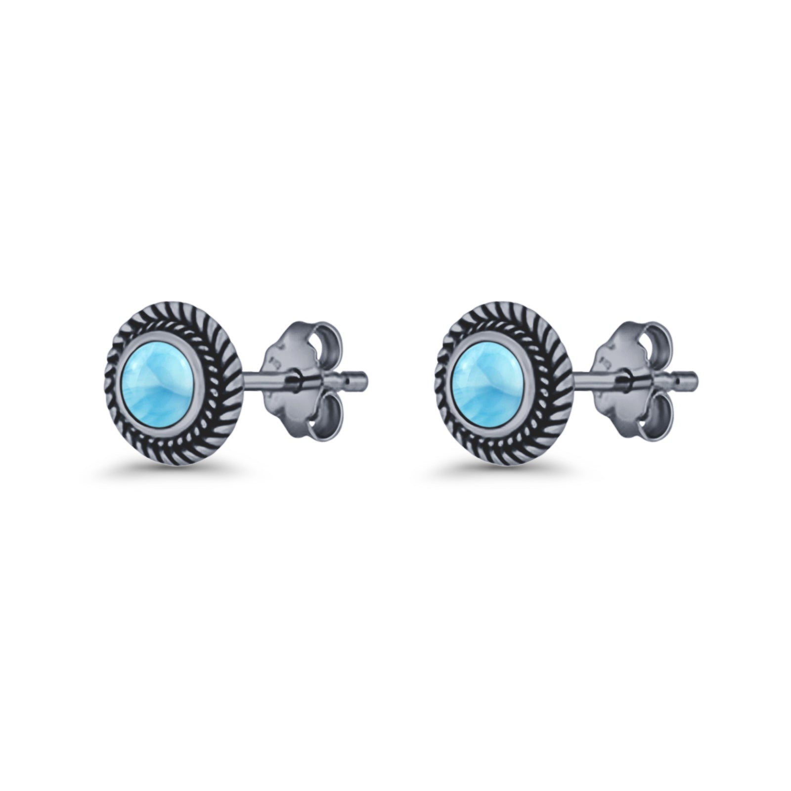 Round 8mm Lab Created Opal Twisted Rope Stud Earring 925 Sterling Silver