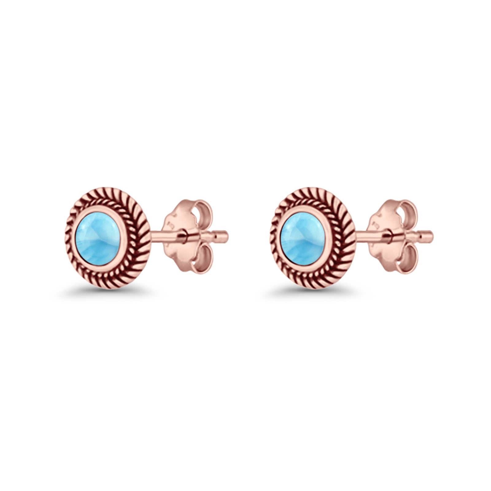 Round 8mm Lab Created Opal Twisted Rope Stud Earring 925 Sterling Silver
